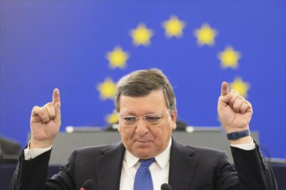 Barroso, durante su último discurso como presidente de la Comisión Europea, en octubre del 2014.-EFE / PATRICK SEEGER