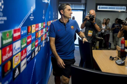Valverde, en la sala de prensa de la ciudad deportiva.-JORDI COTRINA