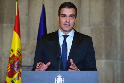 El presidente del Gobierno, Pedro Sánchez, durante la recepción de bienvenida celebrada con motivo de Fitur, ayer en Madrid.-ÁNGEL DÍAZ (EFE)