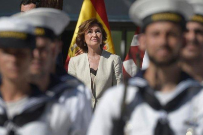Carmen Calvo en Sevilla durante la celebración del 500 aniversario del viaje de Ferdinand Magallanes.-AFP / CRISTINA QUICLER