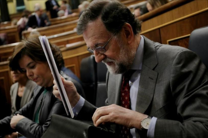Mariano Rajoy, durante la sesión de control de este miércoles-JOSÉ LUIS ROCA