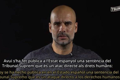Pep Guardiola, en el vídeo de Tsunami Democràtic.-