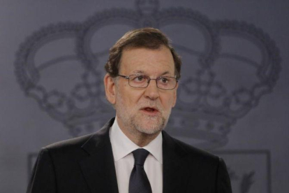 Mariano Rajoy, durante la rueda de prensa el martes 25 de octubre tras su audiencia con el Rey.-JOSÉ LUIS ROCA