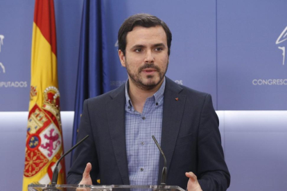Alberto Garzón, en el Congreso de los Diputados, en Madrid.-PACO CAMPOS (EFE)