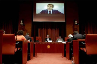 El expresidente de Spanair Ferran Soriano, durante su comparecencia por videoconferencia en la comisión del parlamento catalán.-Foto: EFE / ALBERTO ESTÉVEZ