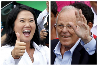 Keiko Fujimori (izquierda) y Pedro Pablo Kuczynski, candidatos a la presidencia de Perú.-REUTERS / MARIANA BAZO