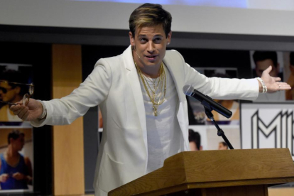 Milo Yiannopoulos en una conferencia en la Universidad de Colorado.-AP