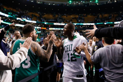 Terry Rozier celebra la clasificación de los Celtics.-/ GREG M. COOPER (USA TODAY SPORTS)