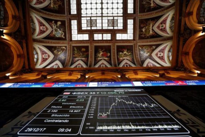Panel con las cotizaciones del Ibex 35 en la Bolsa de Madrid., en una imagen de archivo-EFE