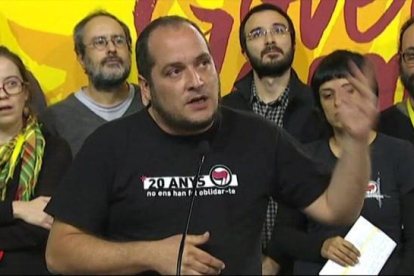 David Fernández, durante la rueda de prensa tras la asamblea en Manresa.-
