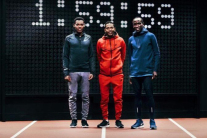 Desisa, Tadese y Kipchoge, tres de los atletas involucrados en el proyecto Nike Breaking 2.-NIKE