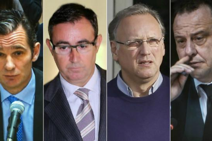 Iñaki Urdangarin, Diego Torres, Marco Antonio Tejeiro y el fiscal Pedro Horrach.-