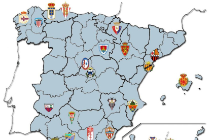 Así queda el mapa futbolístico de la Segunda División.-HDS