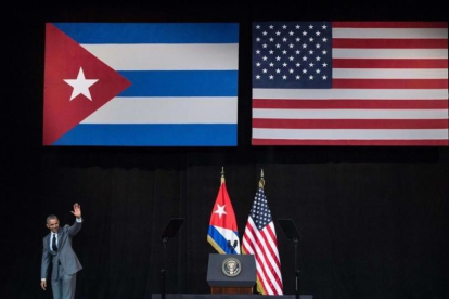 Obama, tras su discurso en el teatro Alicia Alonso de La Habana.-AFP / NICHOLAS KAMM