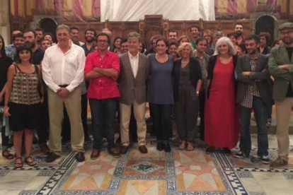 Reunión en Barcelona de los alcaldes de Madrid, Manuela Carmena; Cádiz, José María González 'Kichi'; Badalona, Dolors Sabater; Zaragoza, Pedro Santisteve; A Coruña, Xulio Ferreiro; Santiago, Martiño Noriega, y Pamplona, Joseba Asiron.-@ADACOLAU
