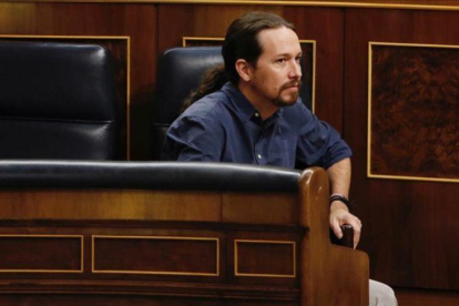 Pablo Iglesias, el pasado jueves en el Congreso de los Diputados.-JUAN MANUEL PRATS