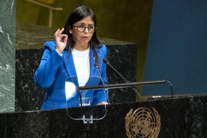 La vicepresidenta de Venezuela, Delcy Rodríguez, en la 74ª reunión de Naciones Unidas el pasado 2019.-CRAIG RUTTLE (AP)
