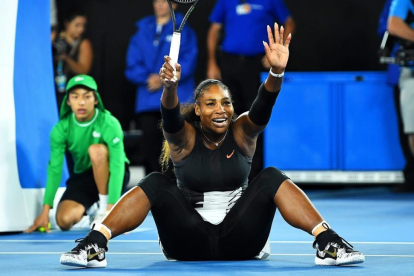 Serena Williams celebrando un punto.-