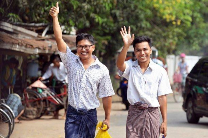 Wa Lone y Kyaw Soe Oo fueron condenados a siete años de prisión el pasado septiembre.-REUTERS