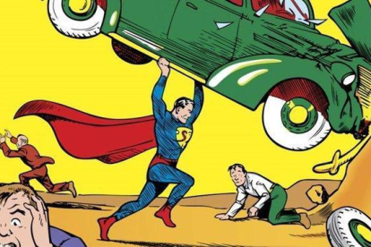 Detalle de la primera portada de ’Action Comics #1’, donde debutaba Superman, en 1938.-ARCHIVO