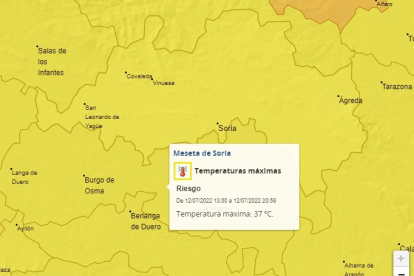Previsión para este martes, cuando la alerta será ya generalizada en toda la provincia de Soria.