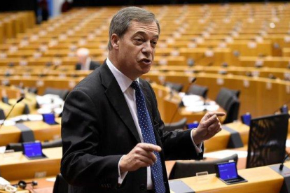 Nigel Farage en el Parlamento Europeo.-