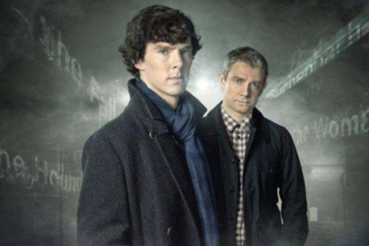 Imagen promocional de la serie de la BBC 'Sherlock', protagonizada por Benedict Cumberbatch y Martin Freeman.-Foto: ARCHIVO