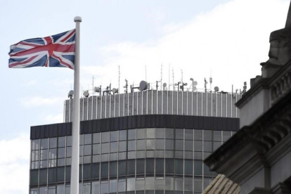 Vista de la torre Milibank, sede de la corresponsalía británica de la cadena RT, antigua Russia Today, en Londres, este lunes.-EFE / FACUNDO ARRIZABALAGA