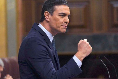 Pedro Sánchez, durante el debate de investidura.-DAVID CASTRO