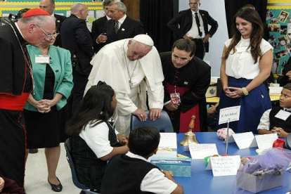 El Papa Francisco ha aprovechado su visita a Nueva York para visitar una escuela de Harlem.-ATLAS