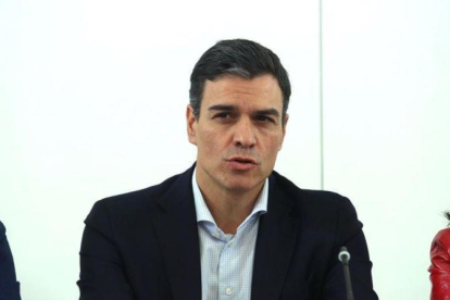 El líder del PSOE, Pedro Sánchez, el viernes en la sede del partido.-DAVID CASTRO