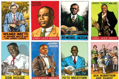Diversas ilustraciones del propio Robert Crumb para el libro 'Heroes del blues, el jazz y el country', donde el icono del cómic 'underground' reúne su música favorita.-