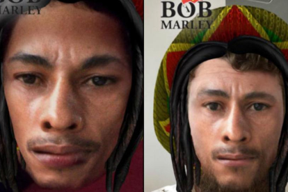 Dos usuarios de Snapchat utilizando el filtro de Bob Marley-TWITTER