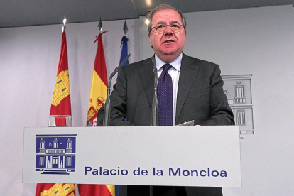 Herrera, en un momento de su comparecencia tras la reunión con Pedro Sánchez en L a Moncloa.-- ICAL