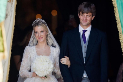 Ekaterina Malysheva y Ernesto Augusto de Hannover, tras la ceremonia religiosa.-JULIAN STRATENSCHULTE / AFP