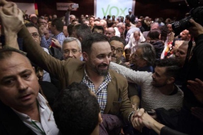 Santiago Abascal en un acto en Murcia, en noviembre del 2018.-EMILIO MORENATTI (AP)