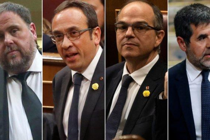 Oriol Junqueras, Josep Rull, Jordi Turull y Jordi Sánchez, en imágenes del día de la constitución del Congreso de los Diputados.-EL PERIÓDICO
