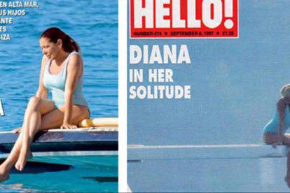 La portada de Hola! con Pantoja y la portada de Lady Di, hace 20 años.-EL PERIÓDICO