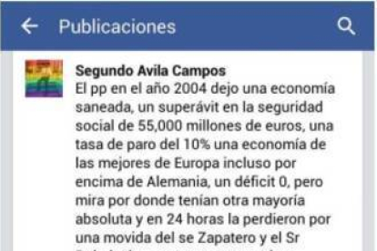 Comentario que el concejal del PP de Algeciras Segundo Ávila publicó en su cuenta de Facebook.-