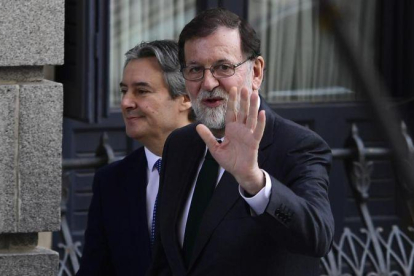 Mariano Rajoy, el viernes, llega al Congreso para la votación de la moción de censura.-PIERRE-PHILIPPE MARCOU (AFP)
