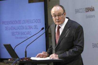 El gobernador del Banco de España, Luis María Linde, este domingo en Madrid.-Foto: EFE / CHEMA MOYA