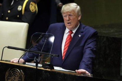El presidente Donald Trump durante la sesión de la Asamblea General de las Naciones Unidas en Nueva York.-EVAN VUCCI AP