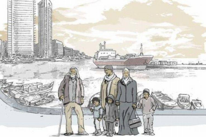 Imagen con que se ilustra la primera etapa del juego 'on line' de la BBC sobre los refugiados sirios.-