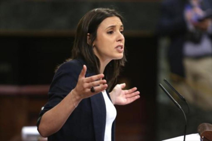 Irene Montero defendió la moción de censura contra Rajoy.-