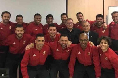 Alumnos del curso de entrenador, con Xavi, Riera, Luis García y Raúl González, entre otros.-INSTAGRAM