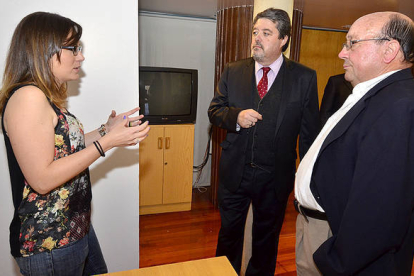 Gonzalo, Corcuera y Alcalde, ayer, antes de la conferencia. ÁLVARO MARTÍNEZ-