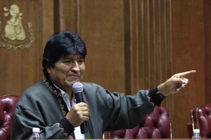El expresidente de Bolivia Evo Morales, participa este miércoles durante una rueda de prensa en Ciudad de México.-EFE