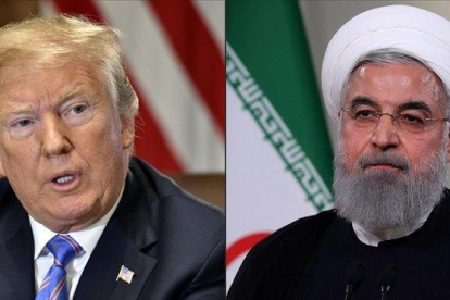 El presidente de EEUU, Donald Trump, y el presidente iraní, Hasán Rohaní.-AFP