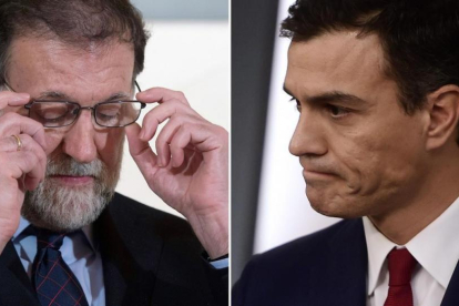 Mariano Rajoy y Pedro Sánchez en dos imágenes de archivo.-/ AFP