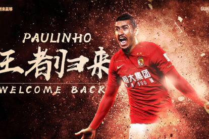 Anuncio del fichaje de Paulinho en la web del Guanzhou Evergrande.-